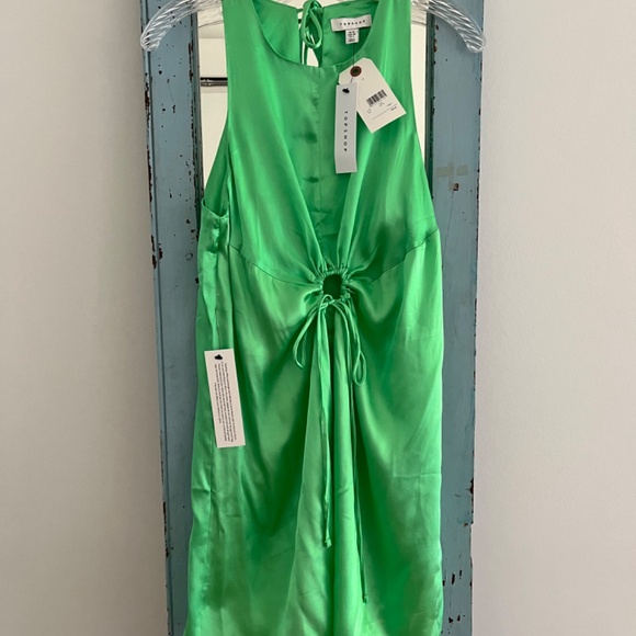 Topshop Ruched Cutout Sleeveless Satin Minidress, NWT - Picture 4 of 4